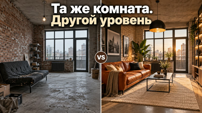 Лофт до и после